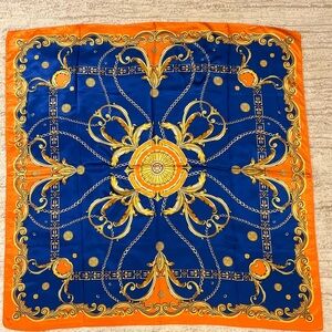 Blue and Orange Patterned Scarf